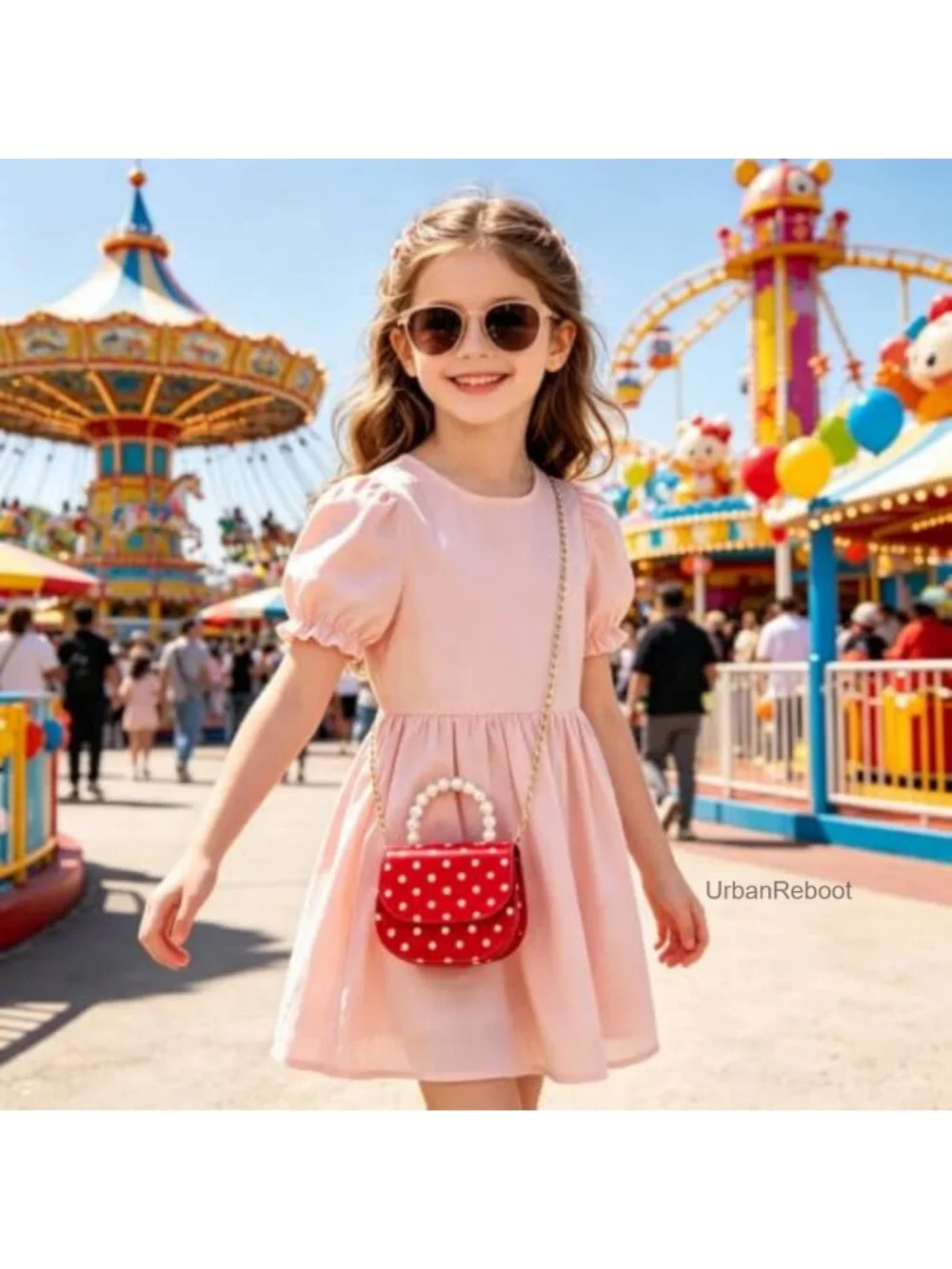 Girls Polka Dot Mini Saddle Bag PU Crossbody Purse Vintage Handbag